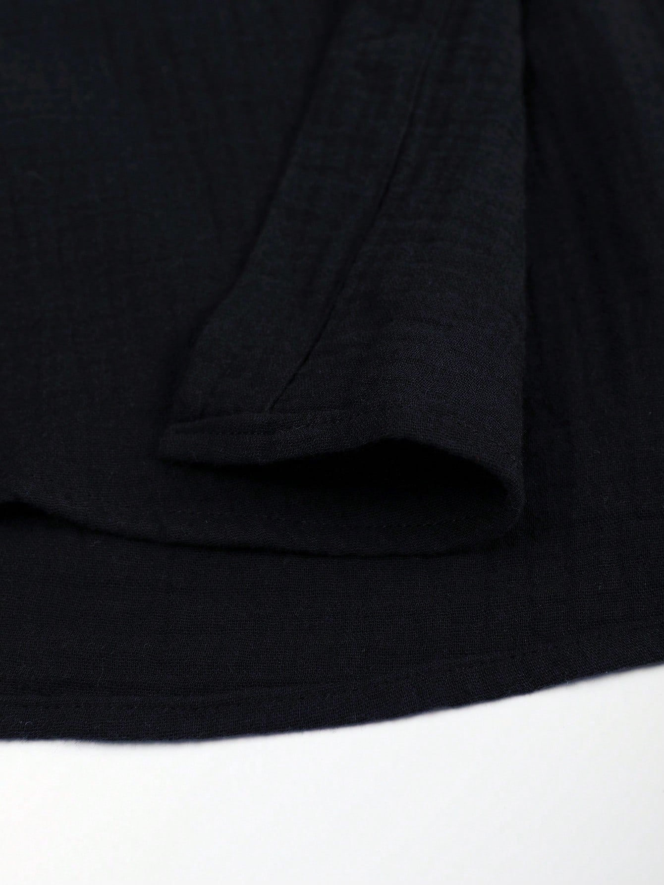 ChiClick | Collarless Textured Linen Shirt