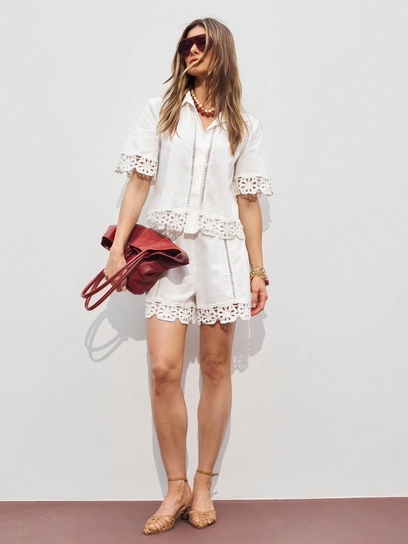 Broderie Anglaise Cotton Shorts Set
