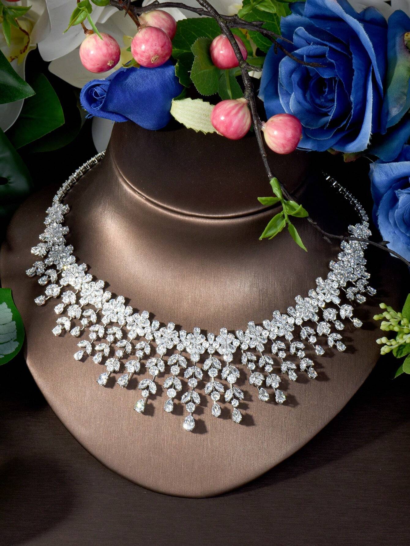 Cascading Crystal Statement Bridal Set