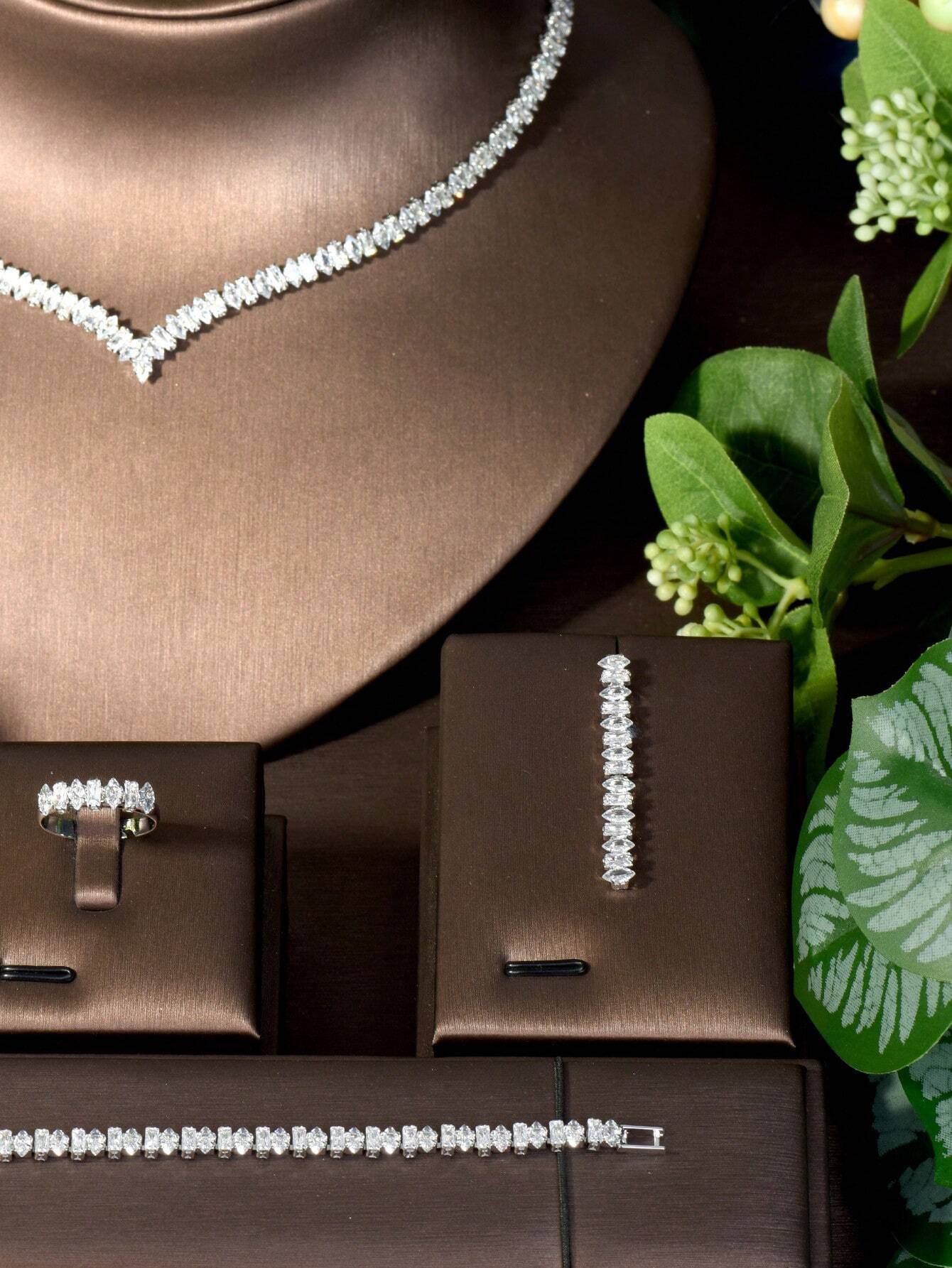 Cascading Crystal Statement Bridal Set