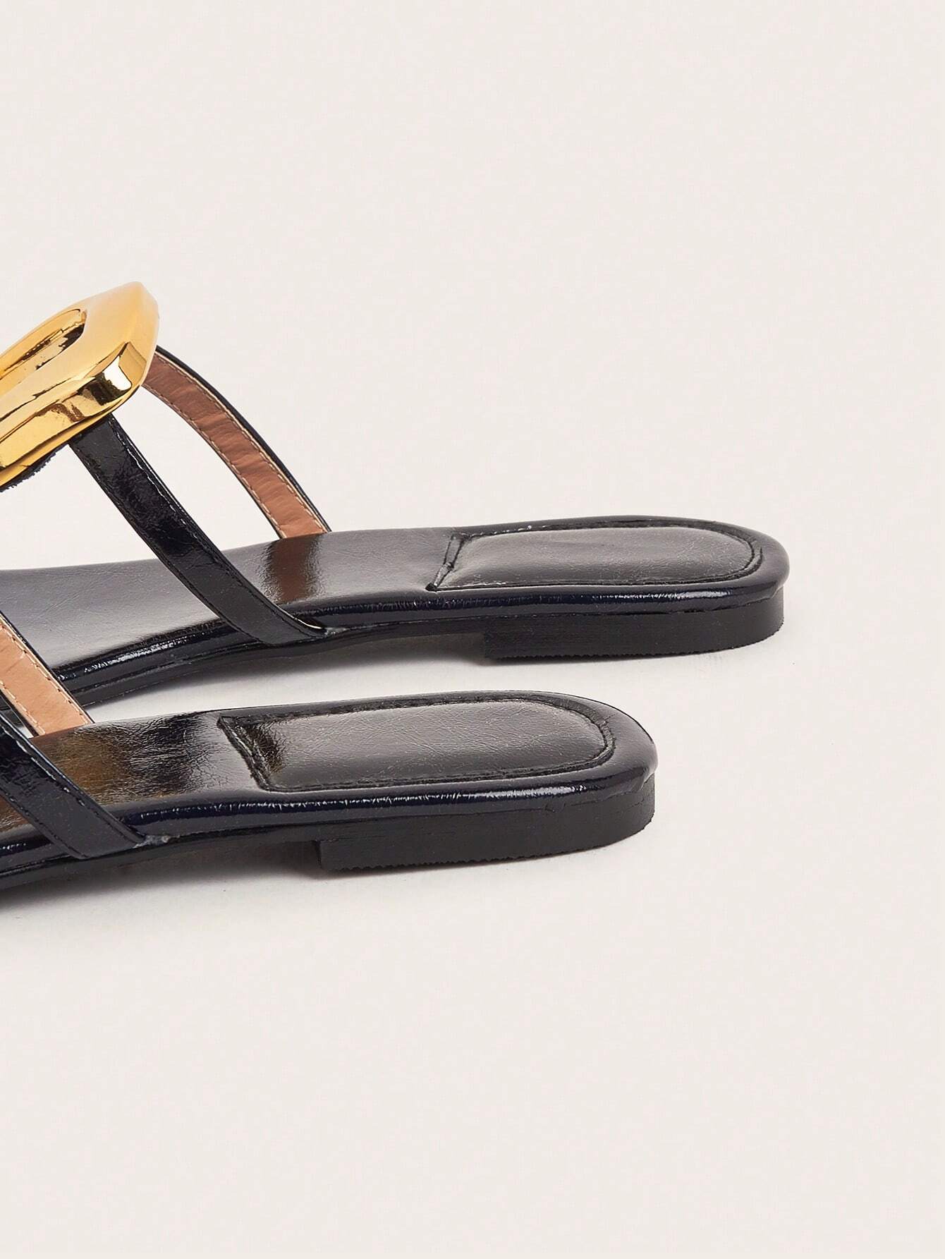 Leopard Print Square Toe Flat Sandals