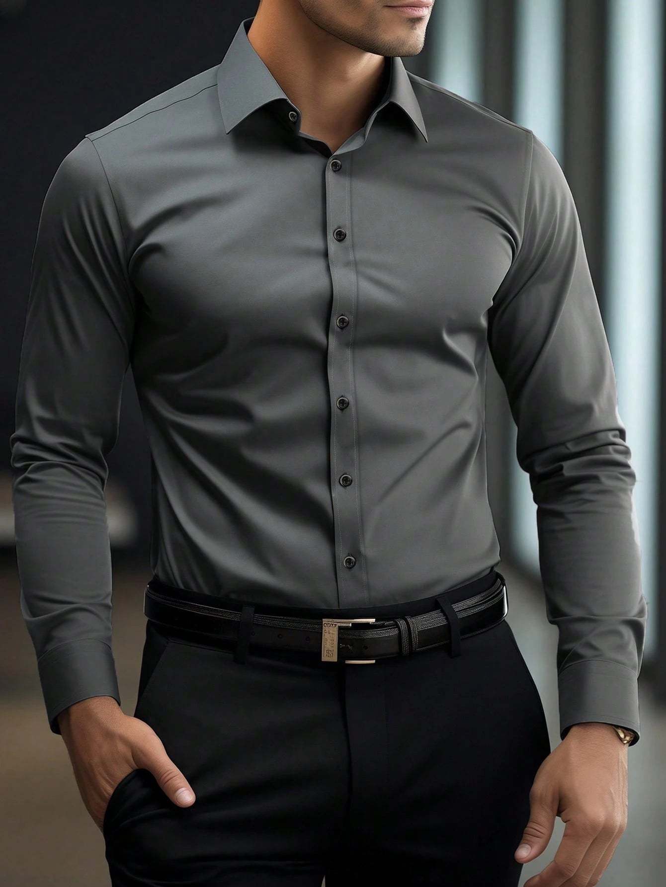 ChiClick | Slim Fit Stretch Formal Shirt
