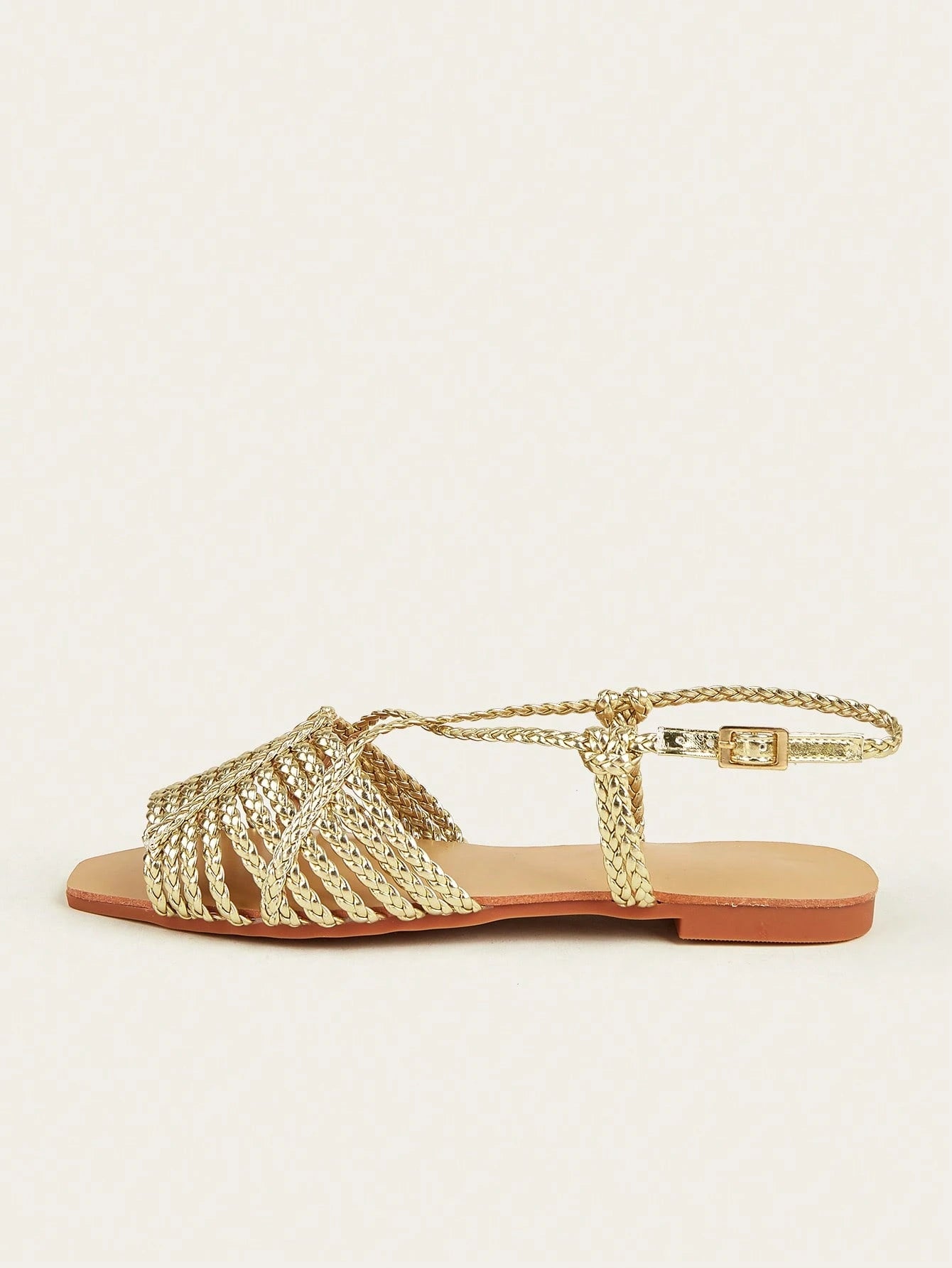 Metallic Gold Braided Slingback Sandals