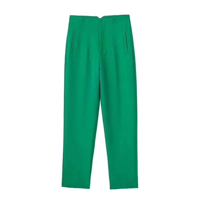 Minimalist High-Waisted Straight Leg Trousers