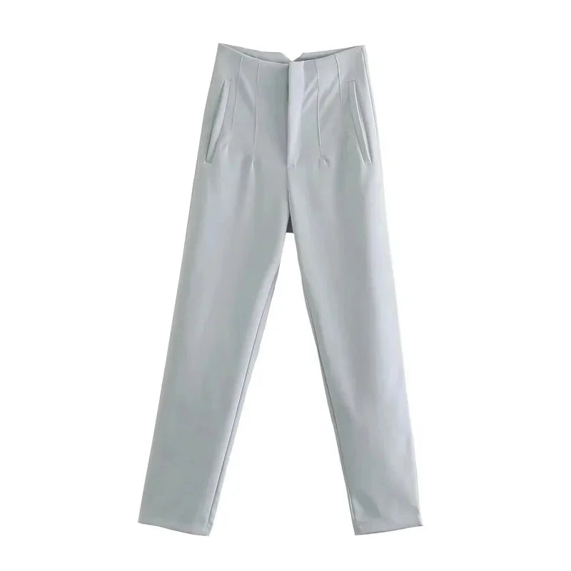 Minimalist High-Waisted Straight Leg Trousers