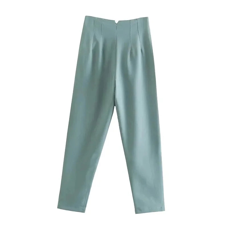 Minimalist High-Waisted Straight Leg Trousers