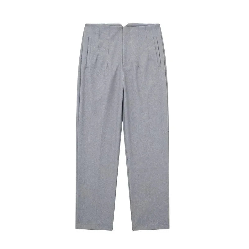 Minimalist High-Waisted Straight Leg Trousers