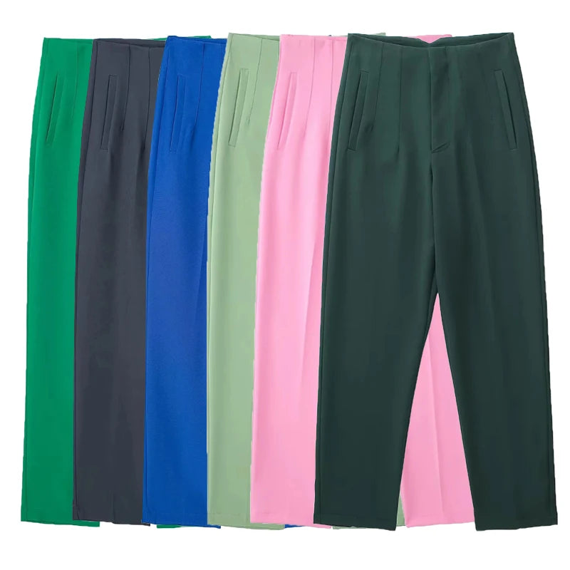 Minimalist High-Waisted Straight Leg Trousers