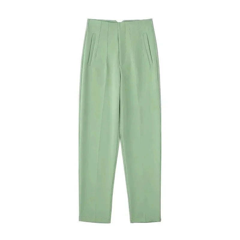 Minimalist High-Waisted Straight Leg Trousers