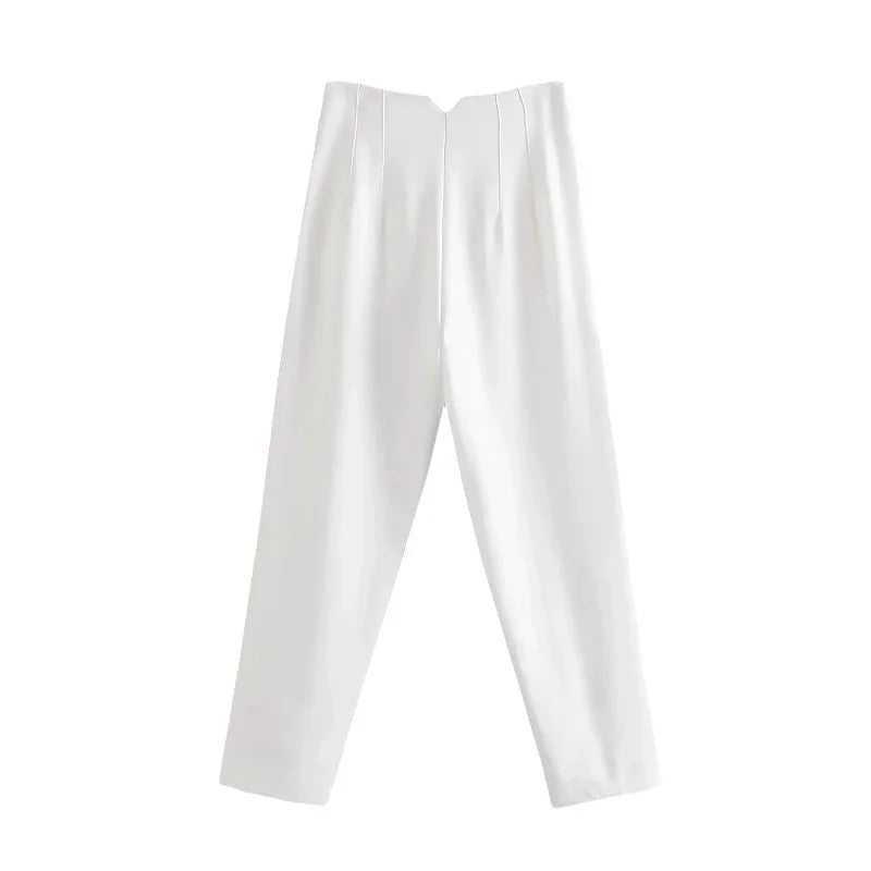 Minimalist High-Waisted Straight Leg Trousers