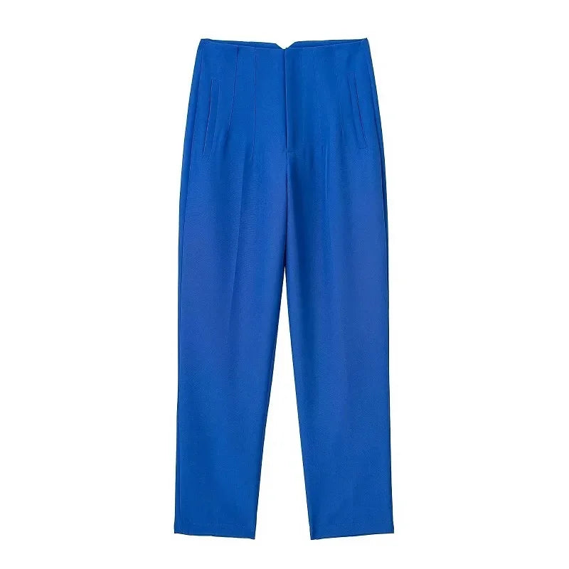 Minimalist High-Waisted Straight Leg Trousers