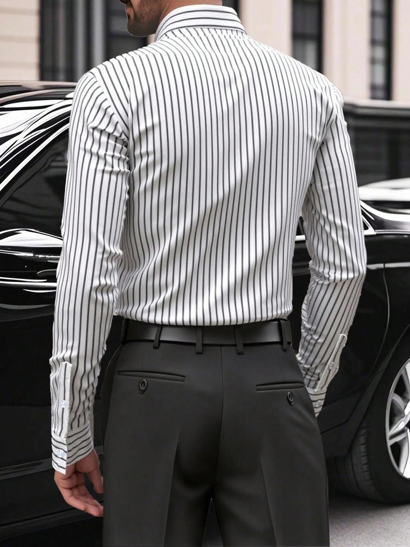 Slim Fit Striped Dress Shirt
