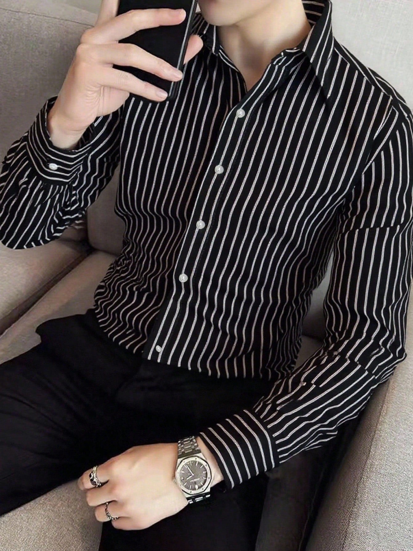 Slim Fit Striped Dress Shirt