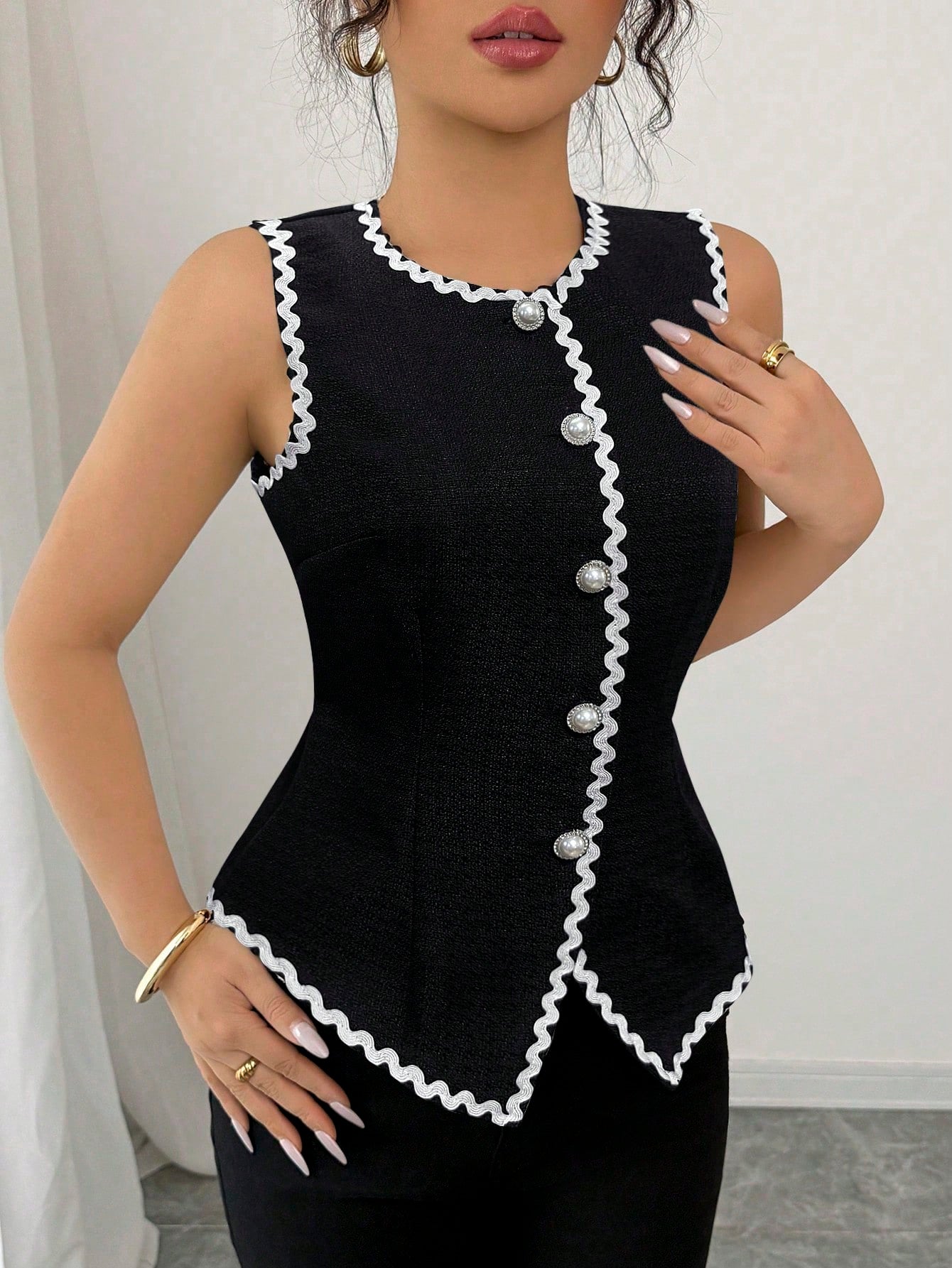Women's Tweed Peplum Vest Top