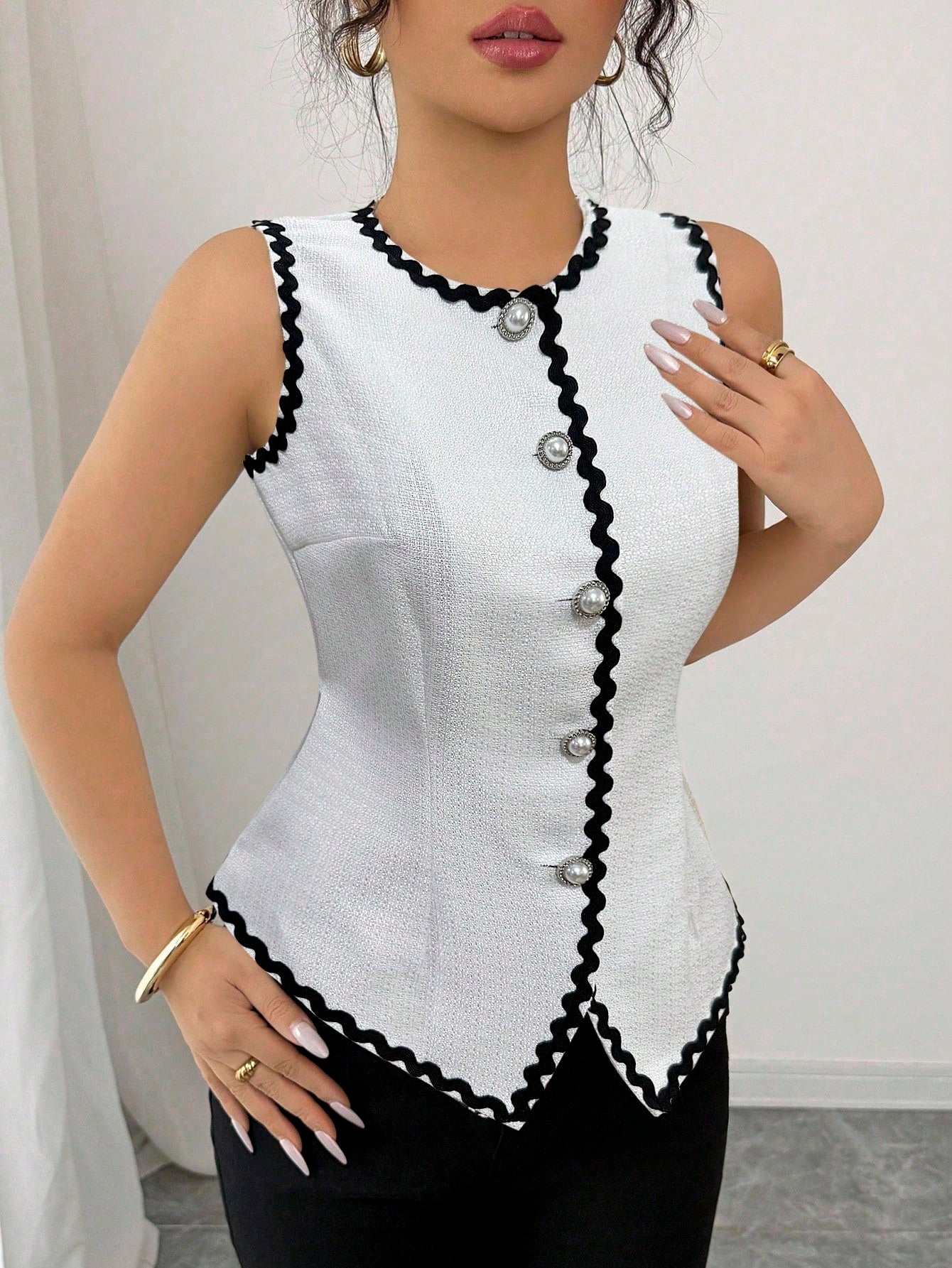 Women's Tweed Peplum Vest Top