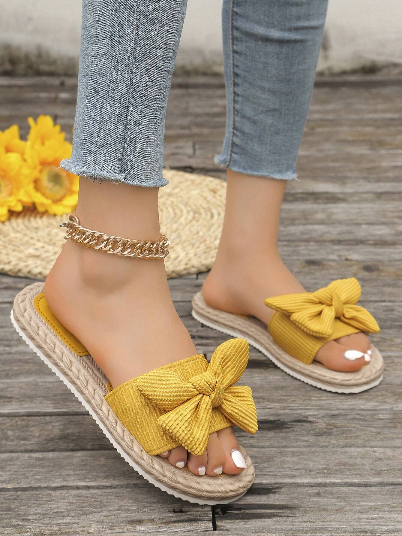 Woven Braided Bow Slide Sandal
