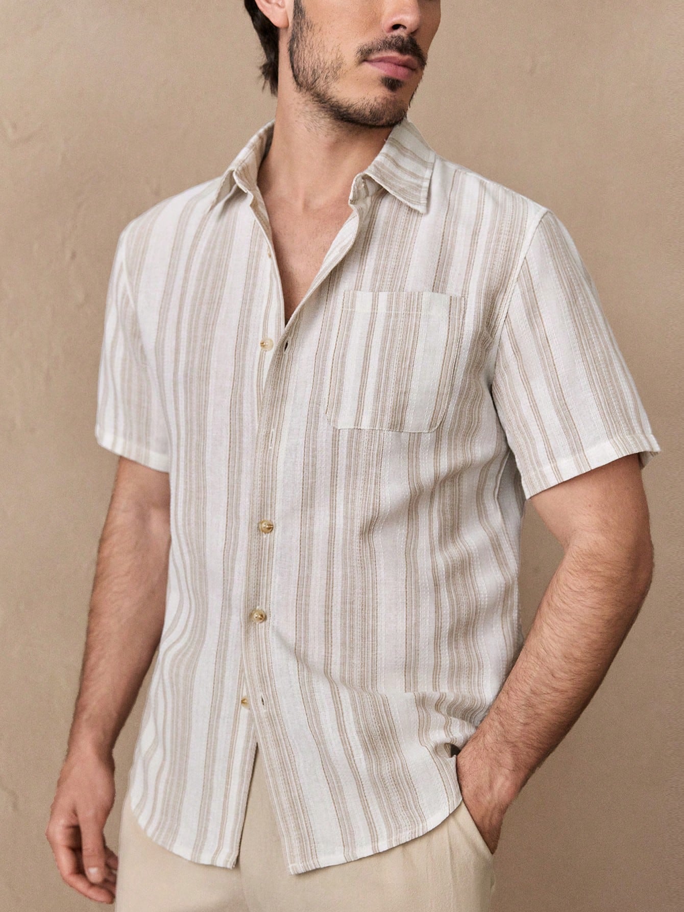 ChiClick | Striped Linen Resort Shirt