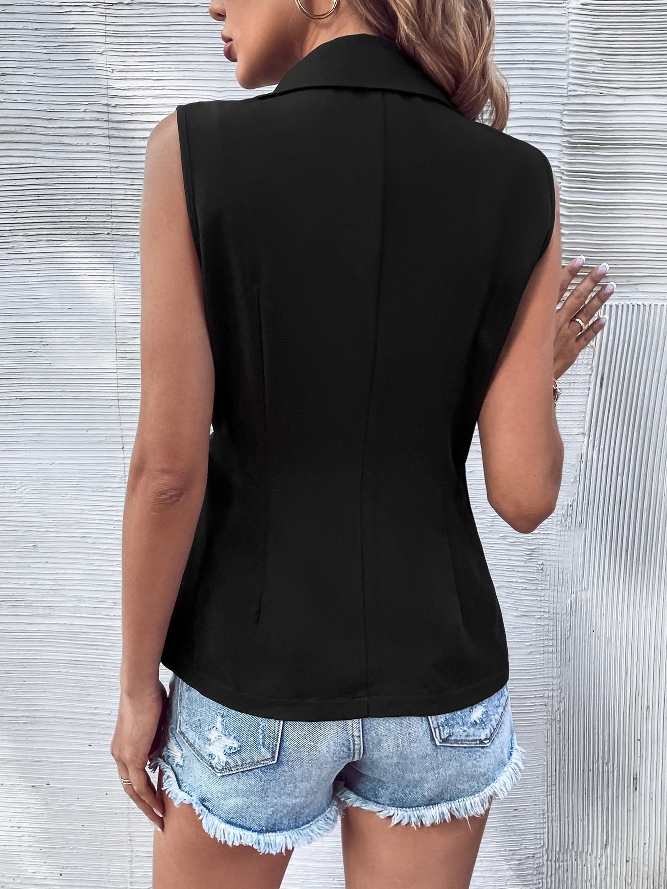 Belted Asymmetrical Sleeveless Waistcoat