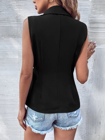 Belted Asymmetrical Sleeveless Waistcoat