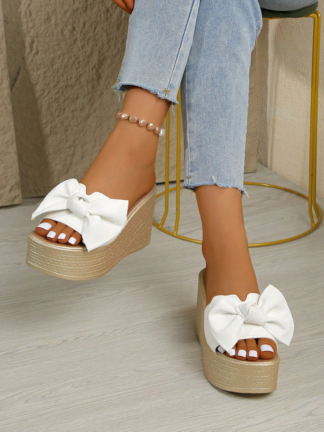 Bow Platform Wedge Sandal