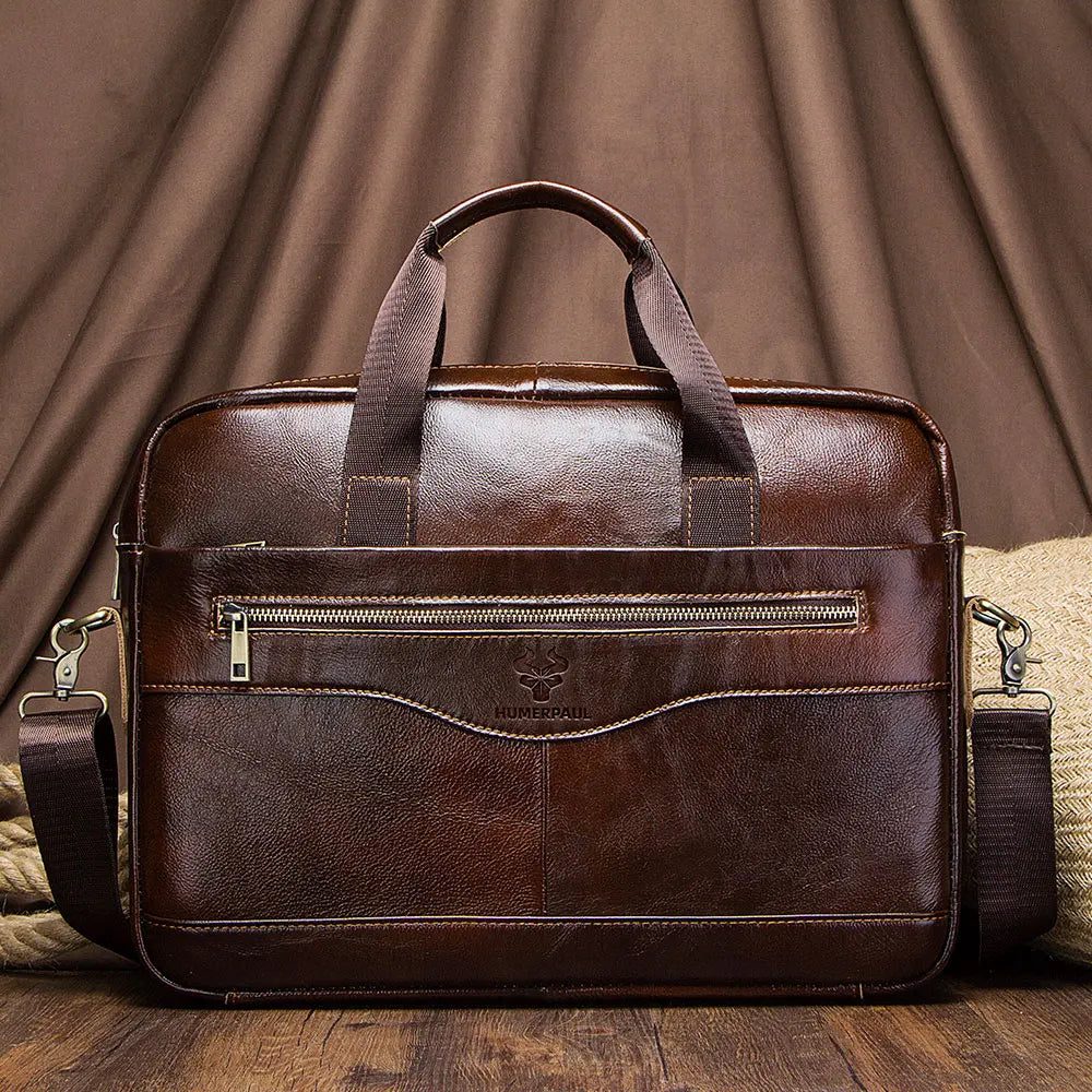 Burnished Leather Business Briefcase