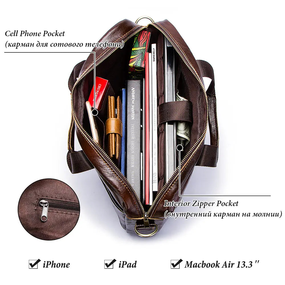 Burnished Leather Business Briefcase