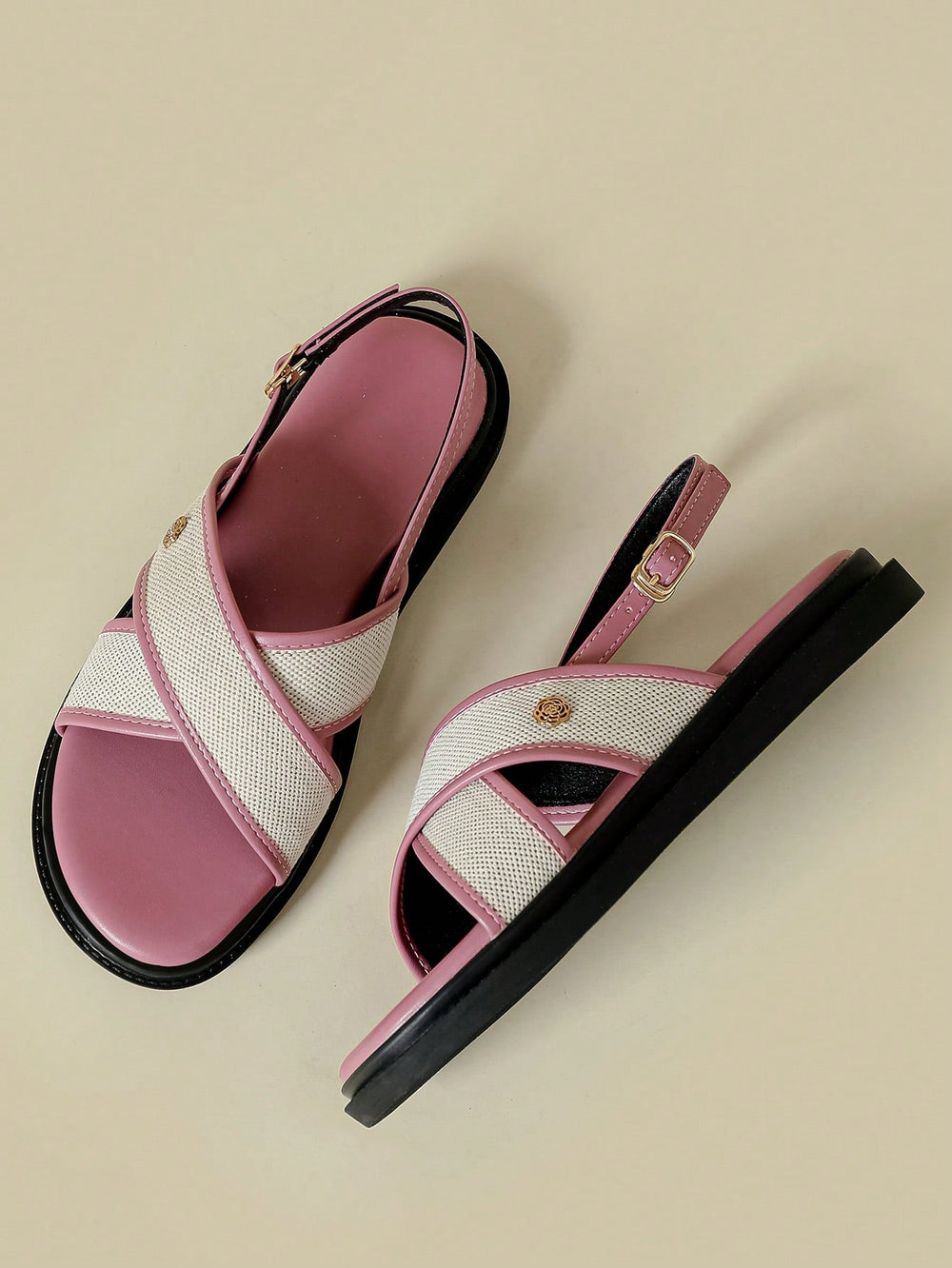 Canvas Crisscross Slingback Flatform Sandal