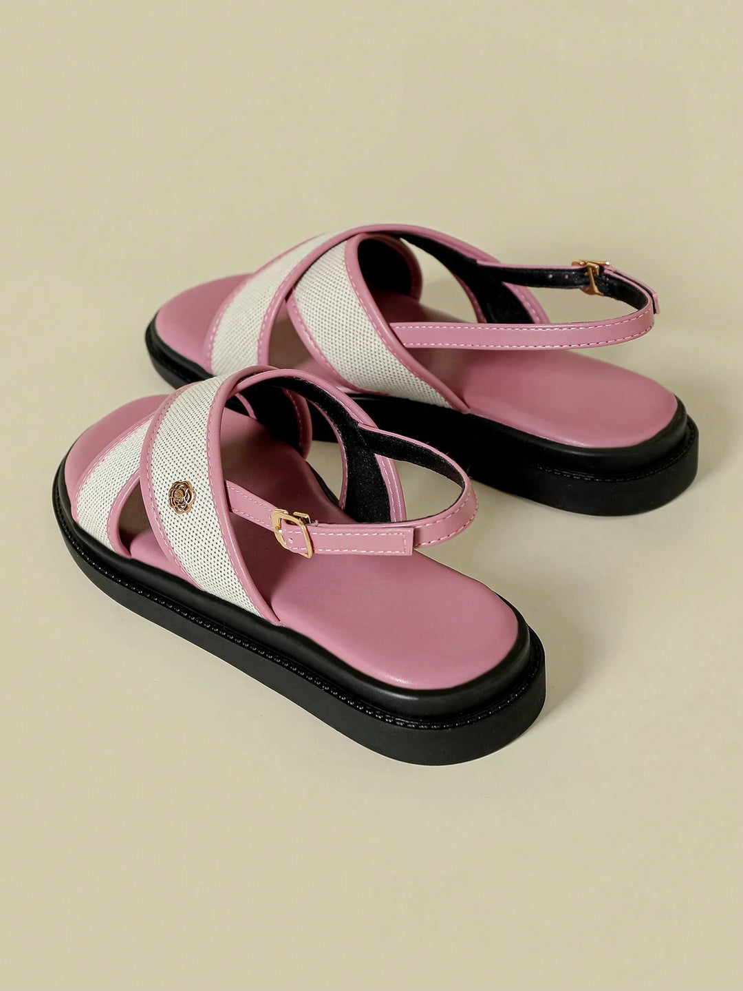 Canvas Crisscross Slingback Flatform Sandal