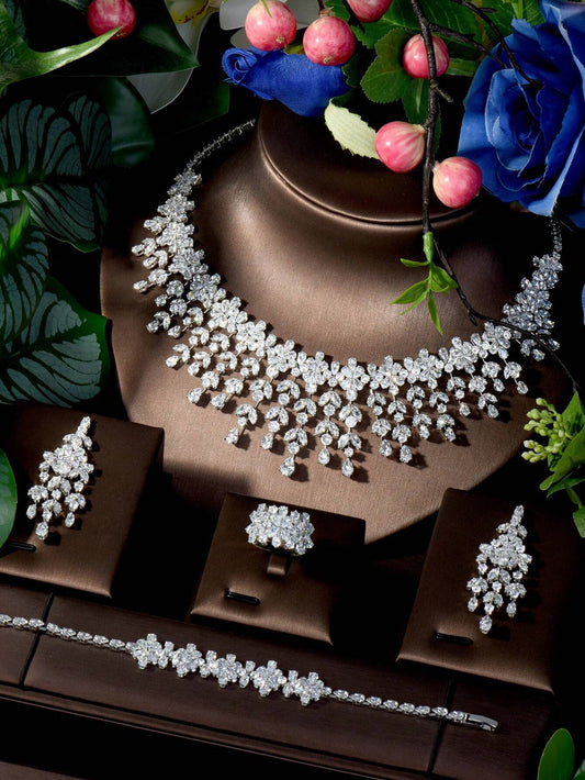 Cascading Crystal Statement Bridal Set