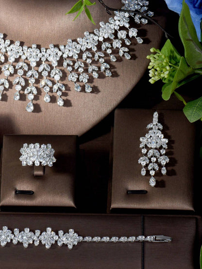  Cascading Crystal Statement Bridal Set