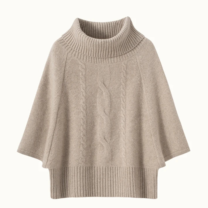 Cashmere High Neck Cable Knit Pullover