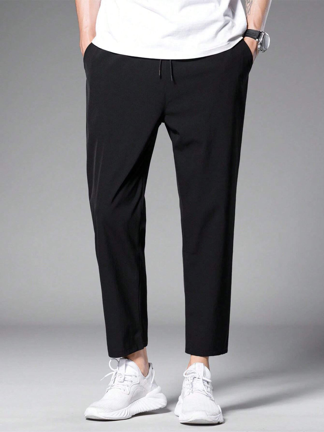 Casual Drawstring Cropped Trousers