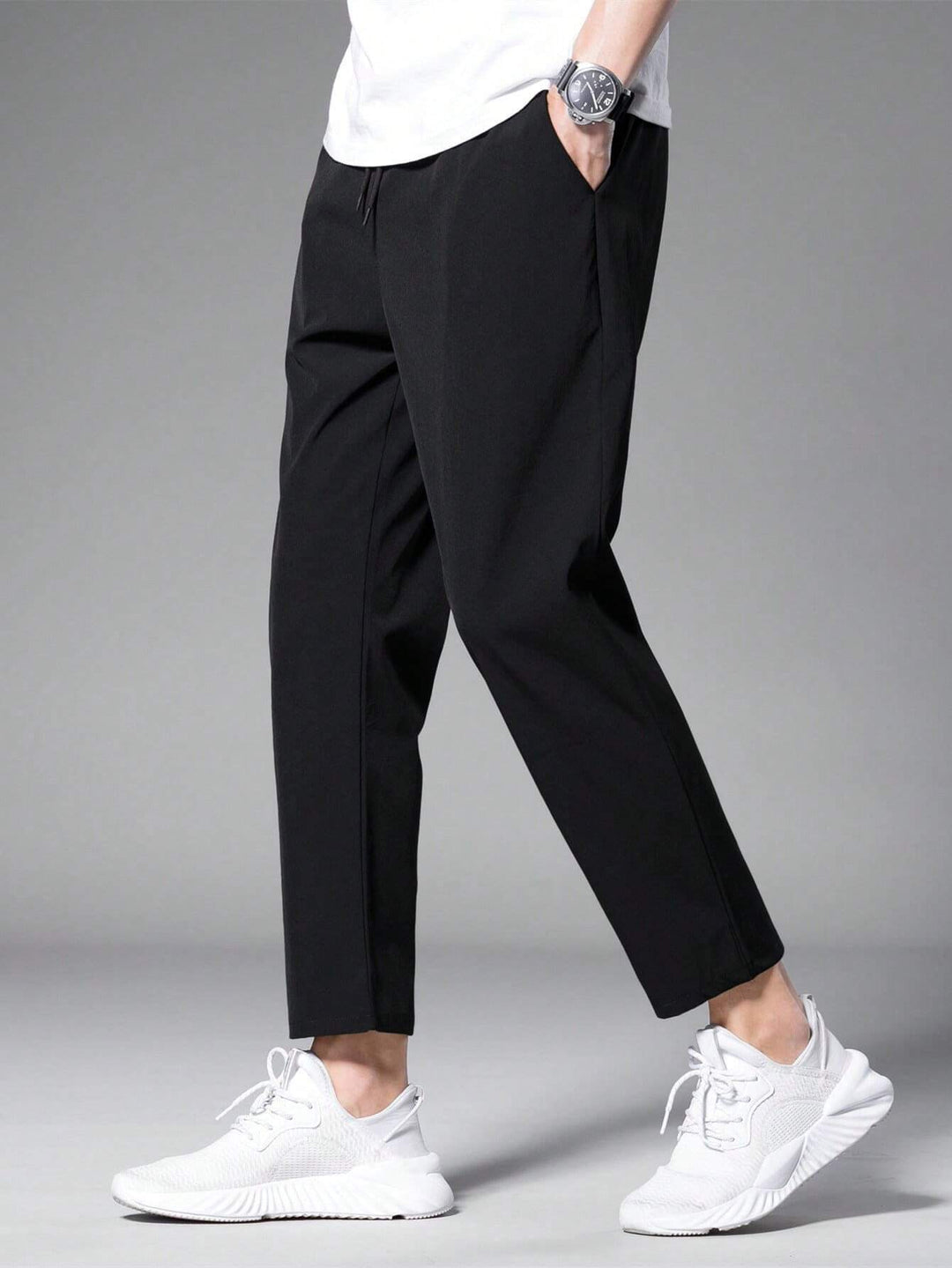 Casual Drawstring Cropped Trousers