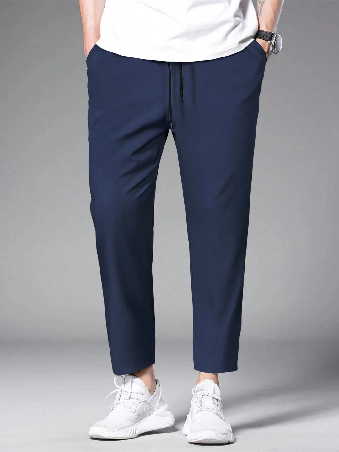 Casual Drawstring Cropped Trousers