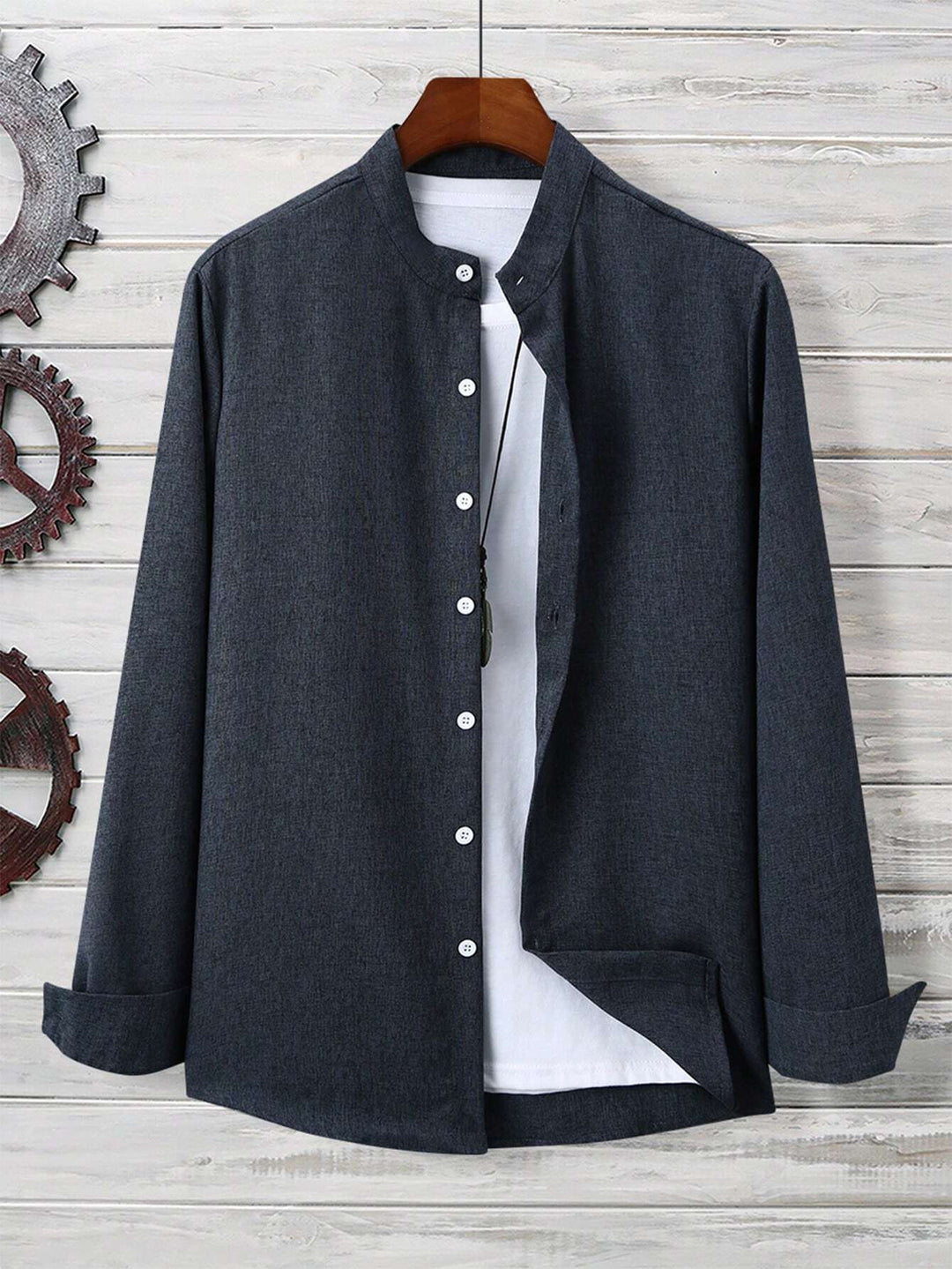 Casual Shirt Long Sleeve Button Down Brown