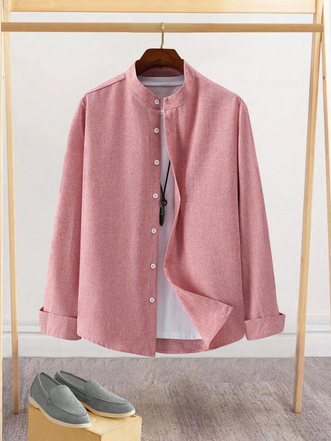 Casual Shirt Long Sleeve Button Down Brown