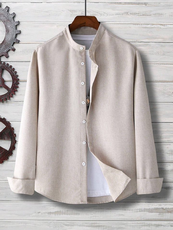 Casual Shirt Long Sleeve Button Down Brown