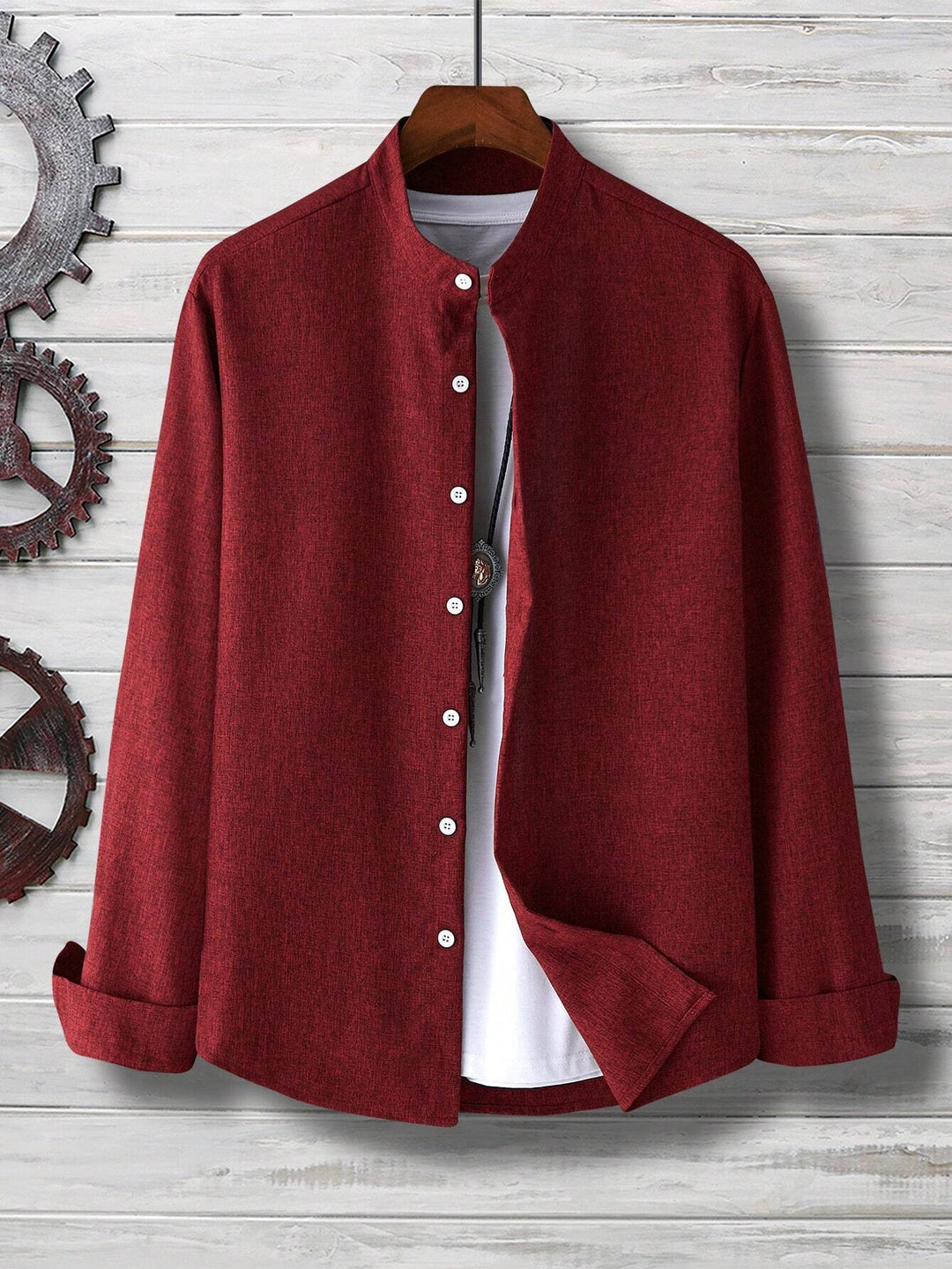 Casual Shirt Long Sleeve Button Down Brown