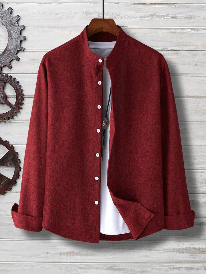 Casual Shirt Long Sleeve Button Down Brown