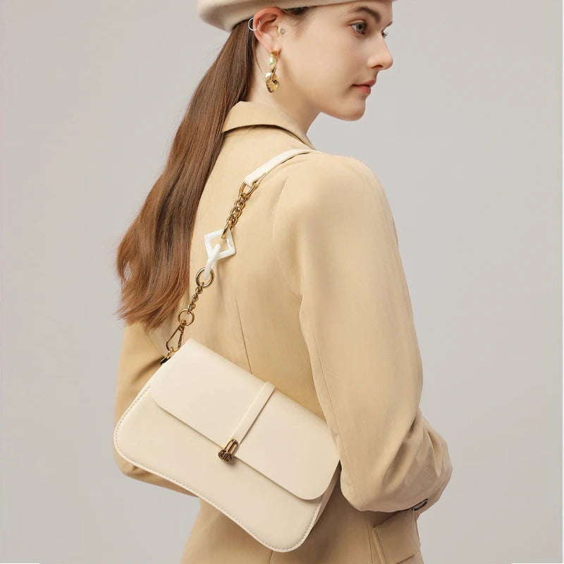 Chain Detail Flap Shoulder Bag