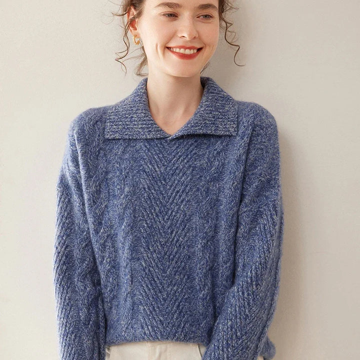 Chic Cashmere Wool Polo Neck Knit Sweater