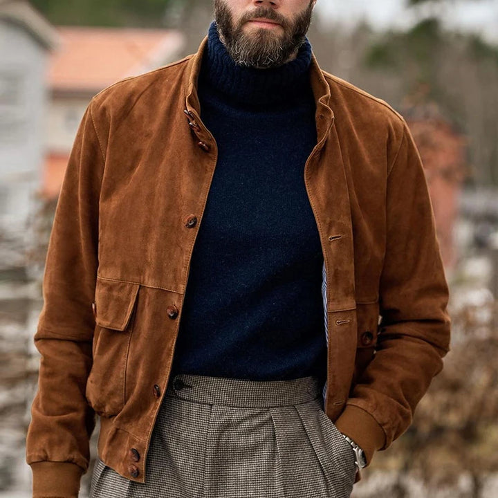 Classic Suede Button-Up Jacket