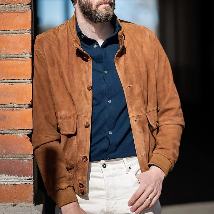 Classic Suede Button-Up Jacket
