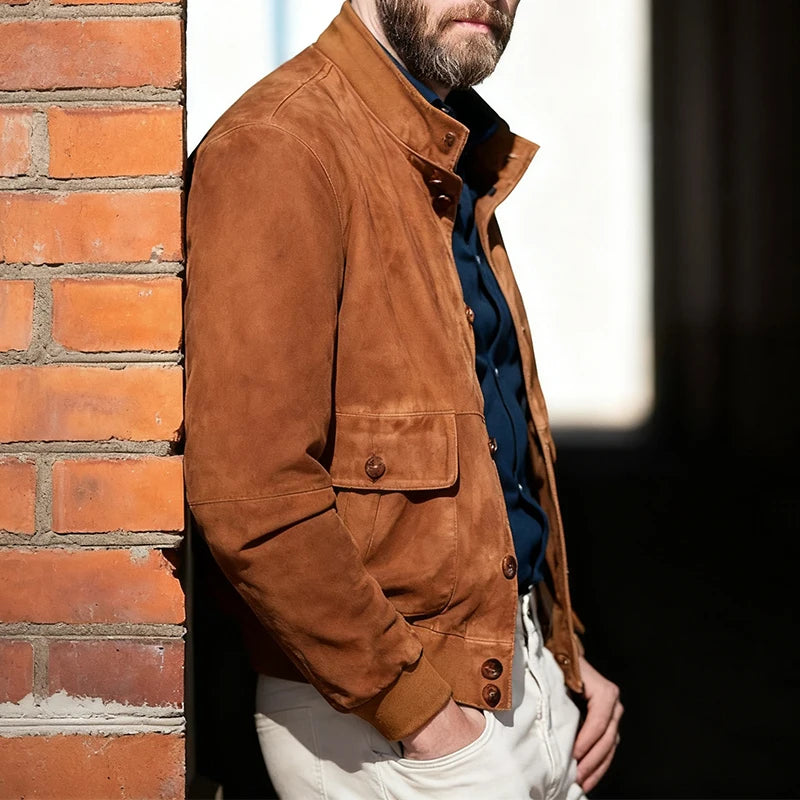 Classic Suede Button-Up Jacket