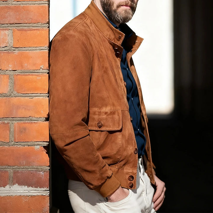 Classic Suede Button-Up Jacket