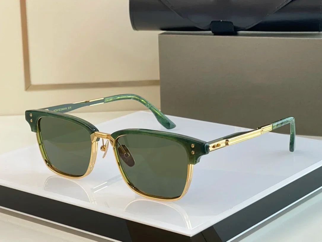 Classy Luxury Gold Browline Sunglasses