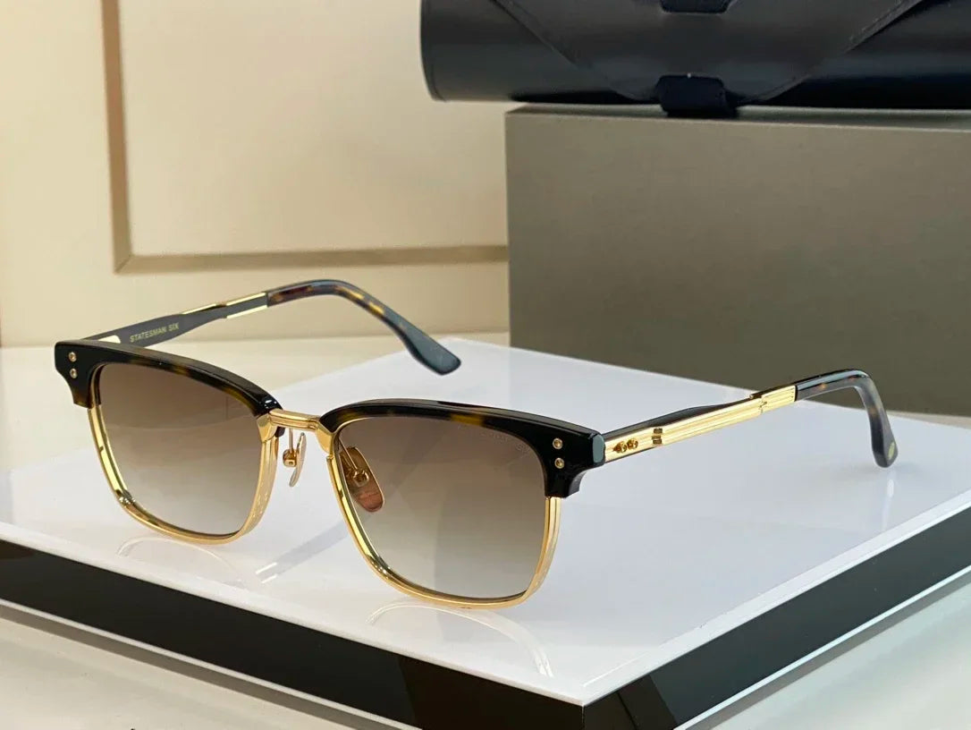 Classy Luxury Gold Browline Sunglasses