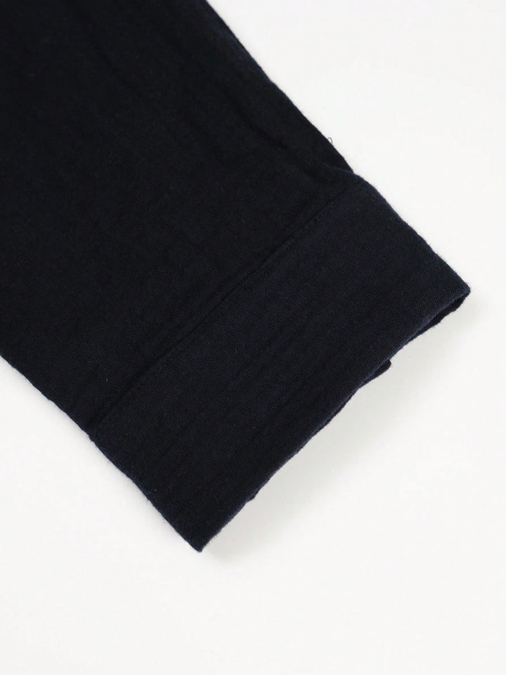 Collarless Textured Linen Shirt