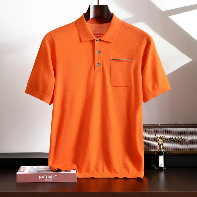 Contrast Trim Pocket Knit Polo