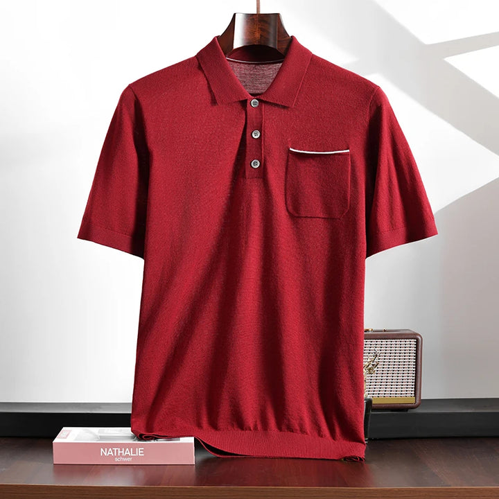 Contrast Trim Pocket Knit Polo